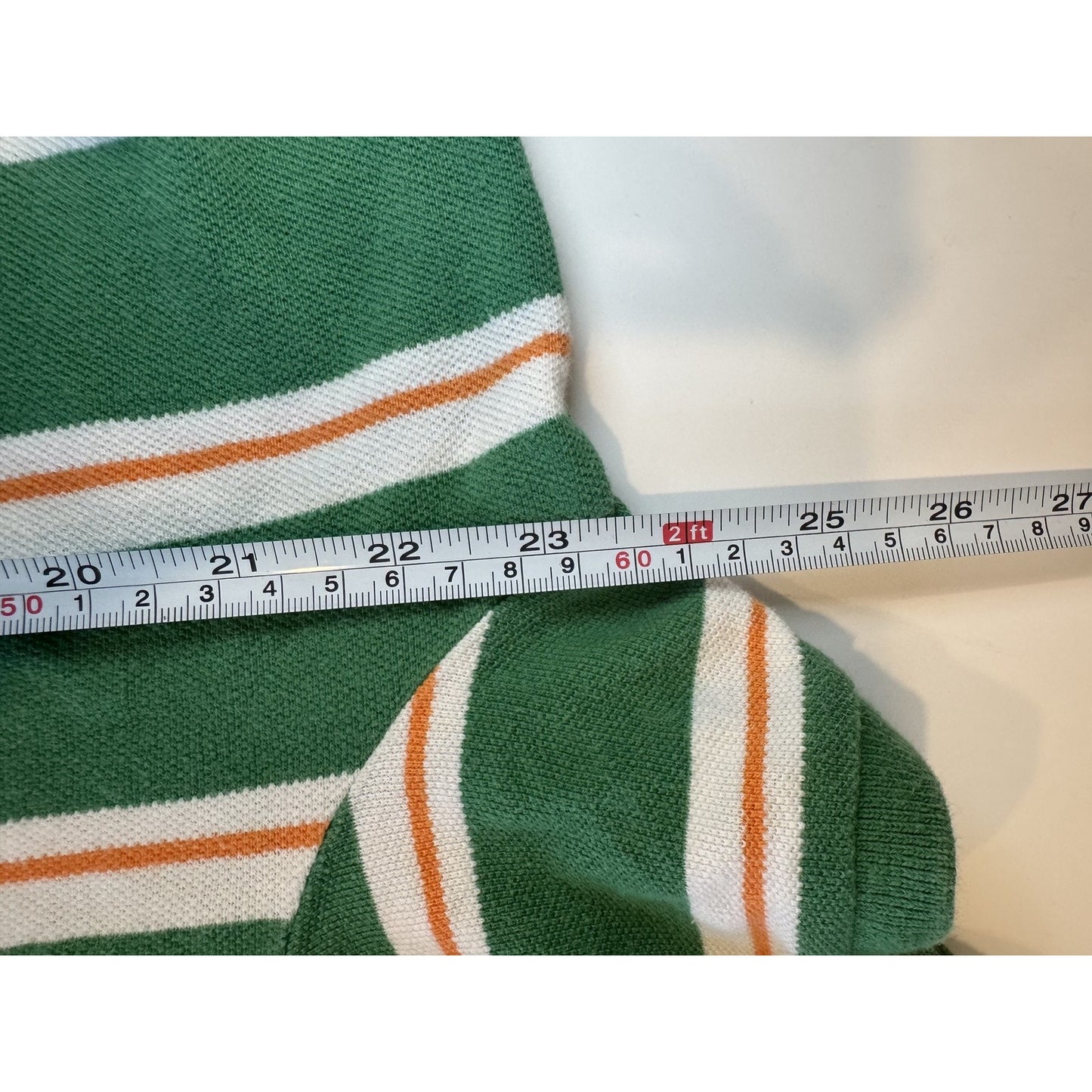 American Eagle Mens XL Green White Orange Striped Polo