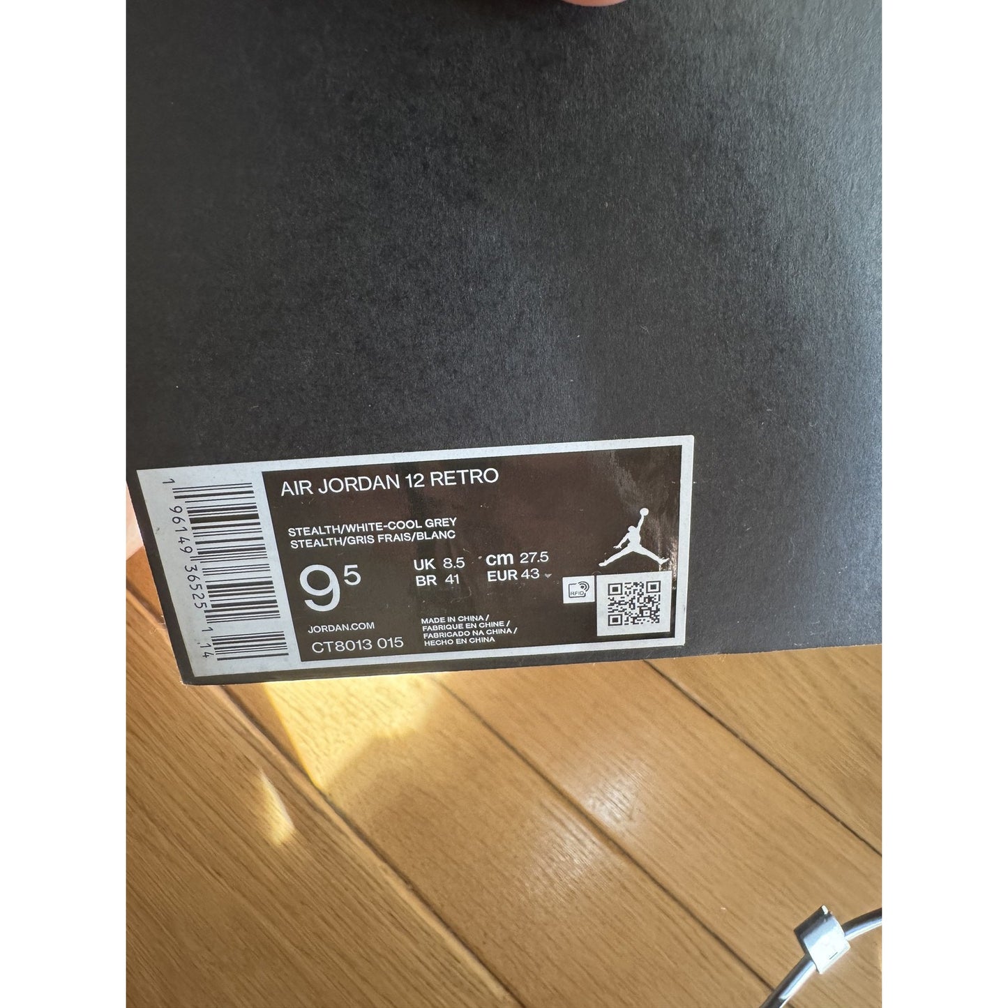 Air Jordan 12 Retro Shoes Mens Stealth Cool Grey OG Box Size 9.5