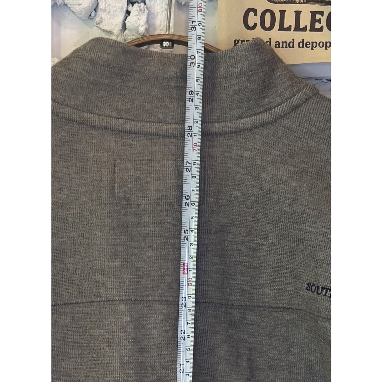 Southern Shirt Pullover Mens L Gray Quarter Zip w Pocket