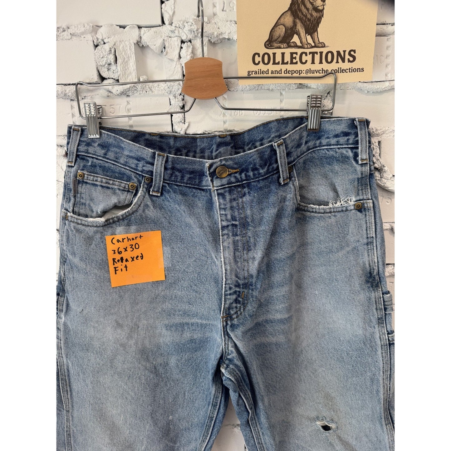 Carhartt Workwear Jeans Mens 36x30 Blue Relaxed Distressed