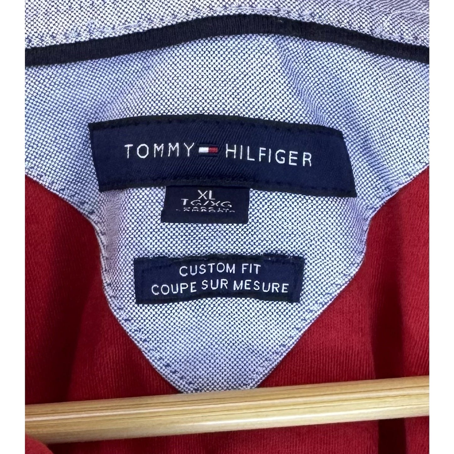 Tommy Hilfiger Shirt Mens XL Red Custom Fit Polo