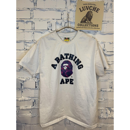 A Bathing Ape Mens M White Purple Camo Bape Tee