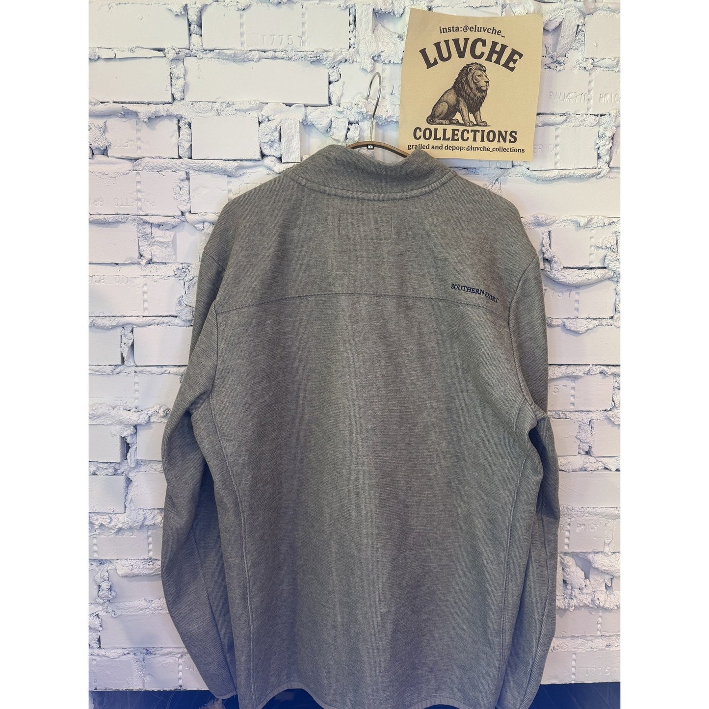 Southern Shirt Pullover Mens L Gray Quarter Zip w Pocket