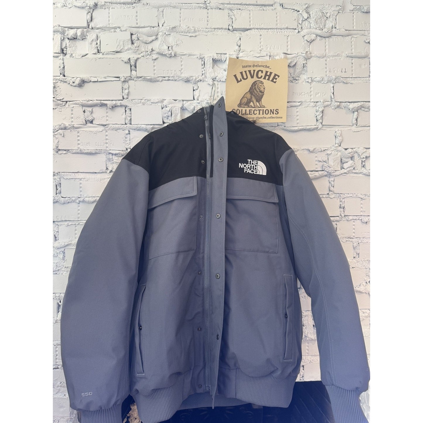 North Face Mens Large Gray Black Down Fur Hood Winter Coat