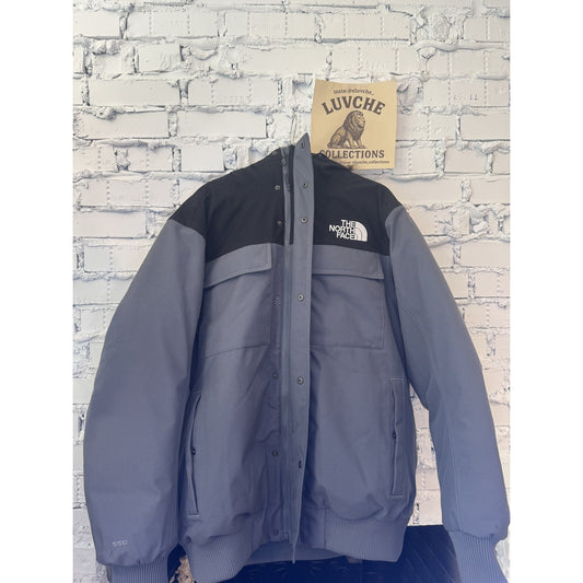 North Face Mens Large Gray Black Down Fur Hood Winter Coat