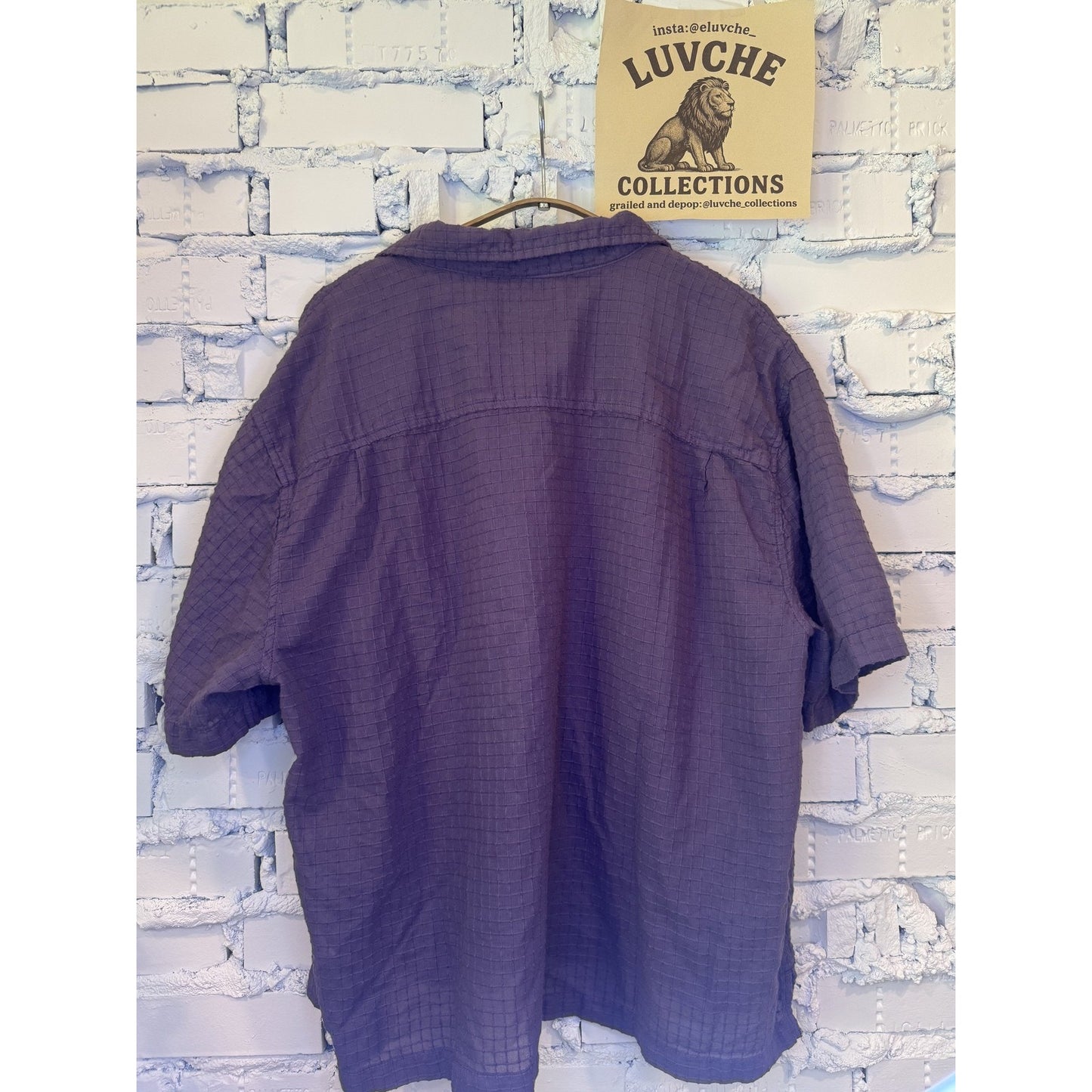 Standard Cloth L Purple Pocket Short Sleeve Button Up
