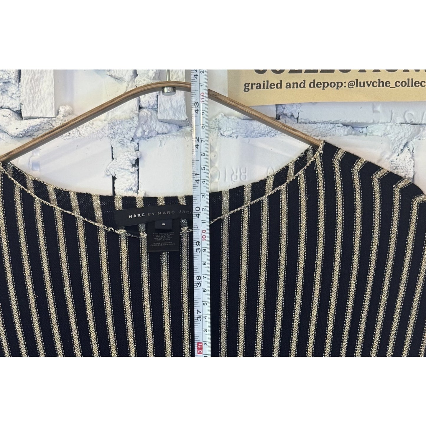 Marc Jacobs Dress Womens S Gold Metallic Stripe Knit