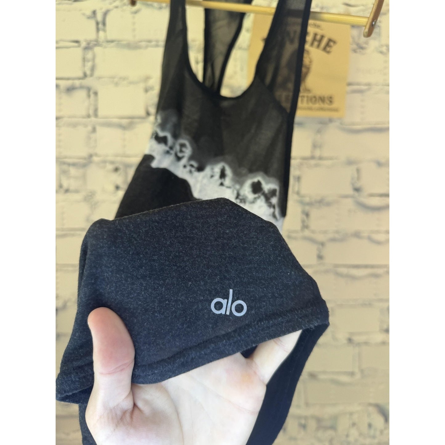 Alo Tank Top Womens S Black White Tie Dye Racerback