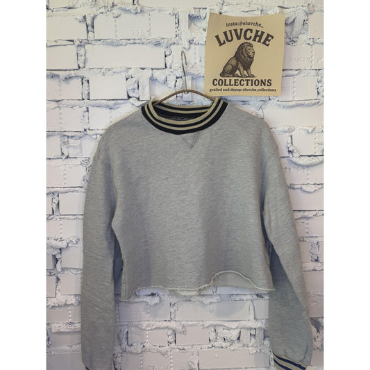 Cropped Womens S Striped Ribbed Crewneck Y2k