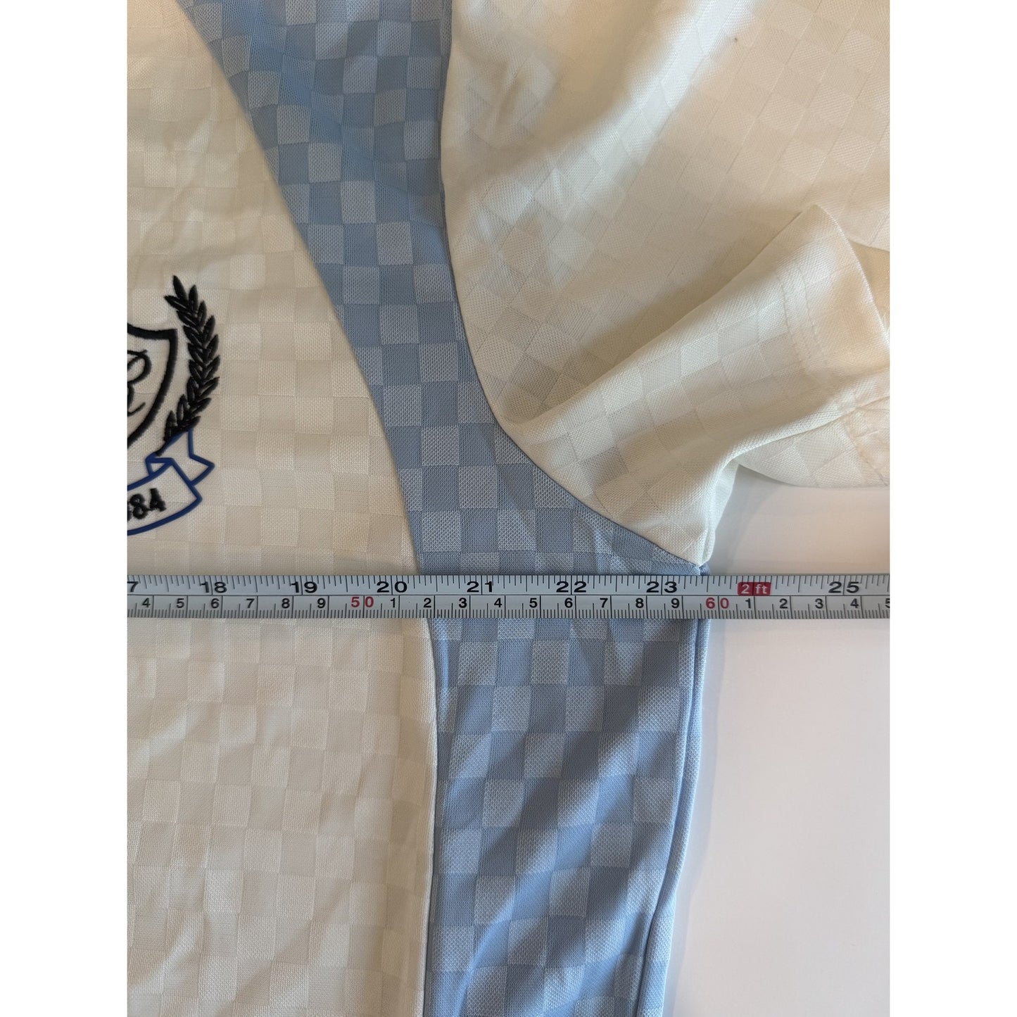 Forever 21 Mens L White Blue Embroidered Polo
