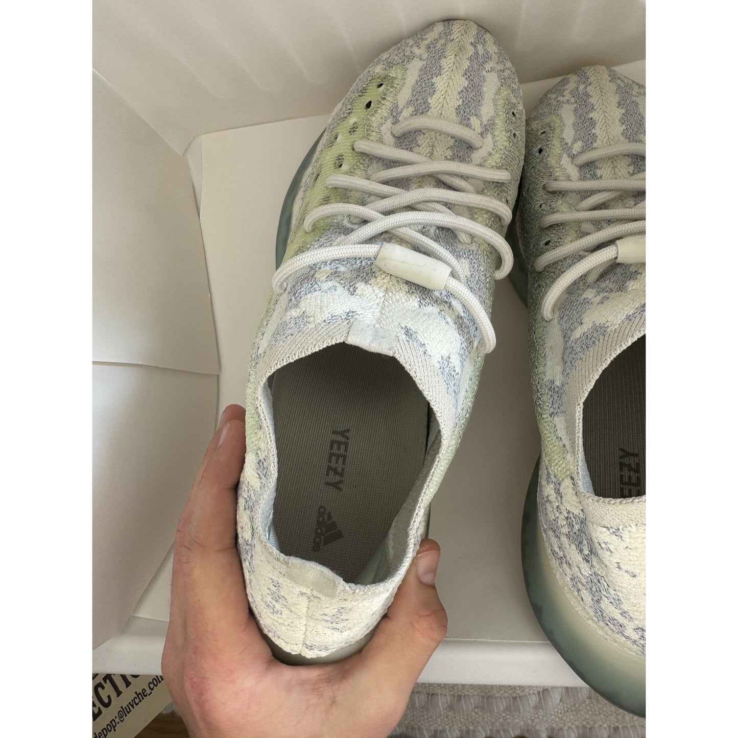 Adidas Yeezy Boost 380 Shoes Mens Blue Oat Reflective Knit