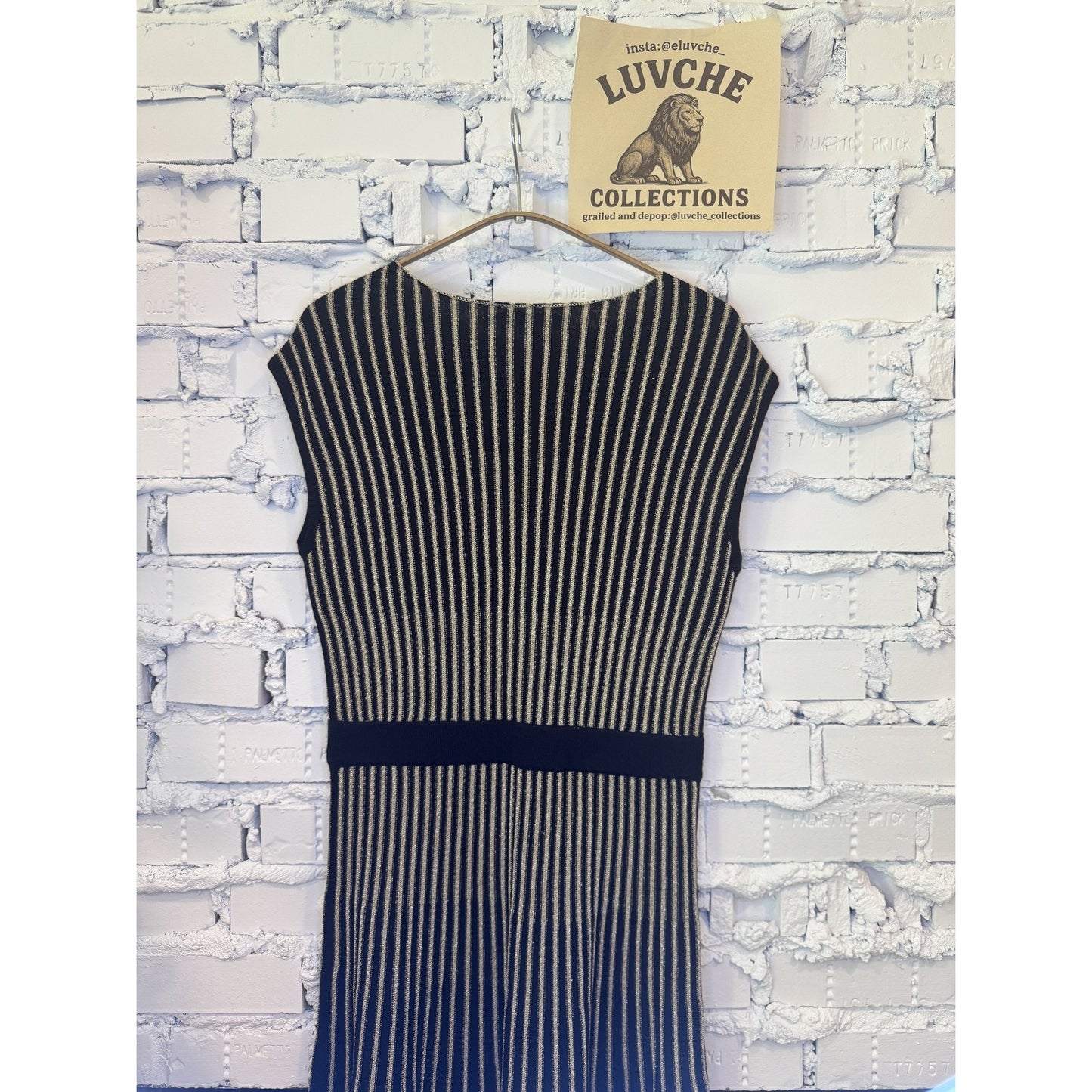 Marc Jacobs Dress Womens S Gold Metallic Stripe Knit