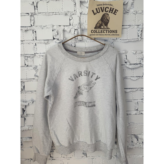 TLA Womens M Gray Varsity Crewneck Sweatshirt