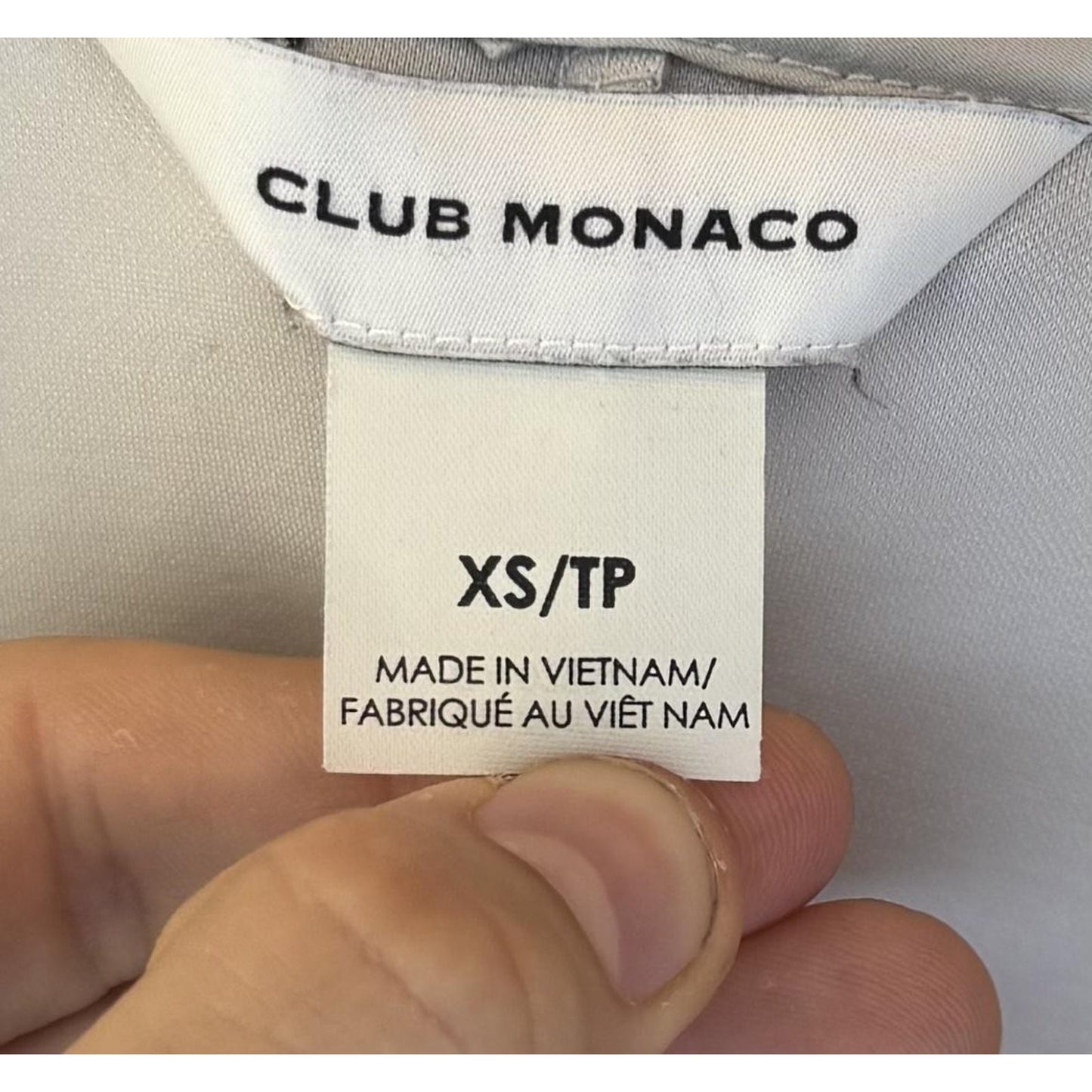 Club Monaco Womens XS Light Gray V Neck Adjustable Top